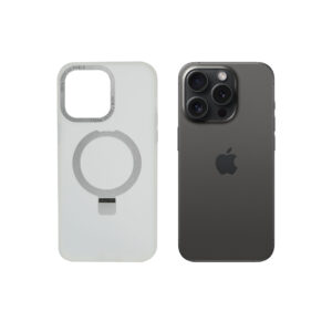 Super Matte White Magnetic Case with Kickstand for iPhone 15 Pro