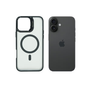 Super Shield Matte Black Case for iPhone 16 with Magnetic safe and Built-in Camera Kickstand