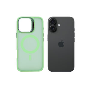Super Shield Matte Green Case for iPhone 16 Plus with Magnetic safe and Built-in Camera Kickstand