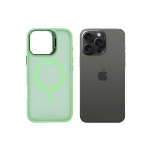 Super Shield Matte Green Case for iPhone 16 Pro Max with Magnetic safe and Built-in Camera Kickstand