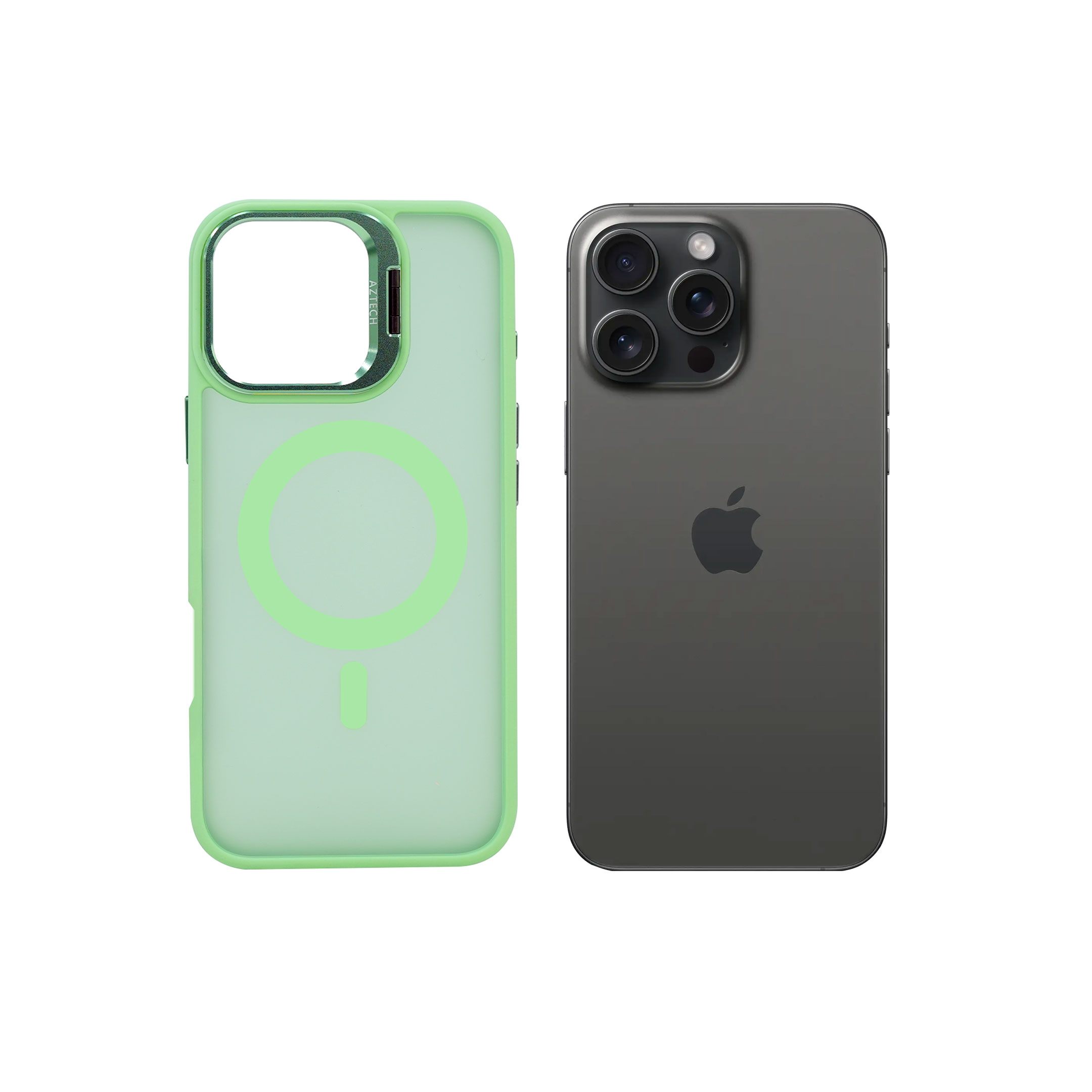 Super Shield Matte Green Case for iPhone 16 Pro Max with Magnetic safe and Built-in Camera Kickstand