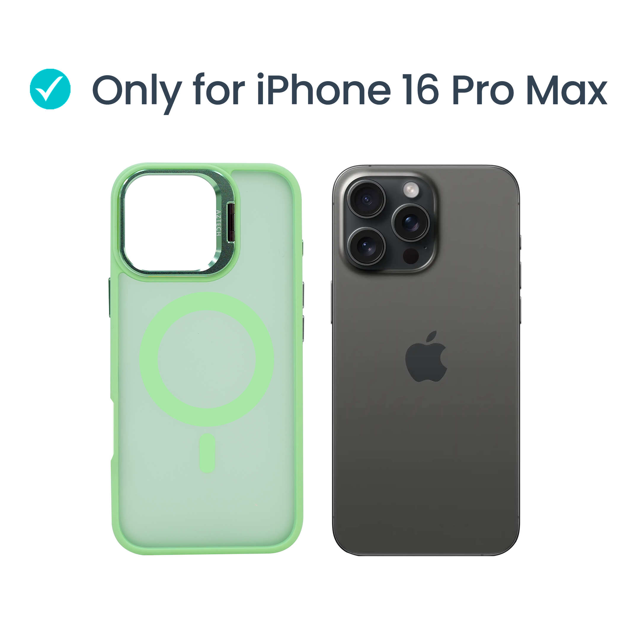Super Shield Matte Green Case for iPhone 16 Pro Max with Magnetic safe and Built-in Camera Kickstand - Image 2