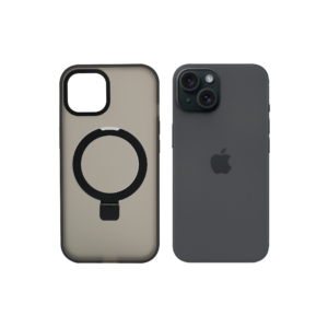 Super Matte Black Magnetic Case with Kickstand for iPhone 15 Plus