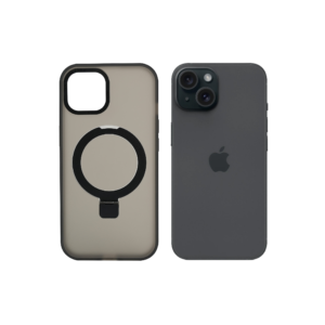 Super Matte Black Magnetic Case with Kickstand for iPhone 15