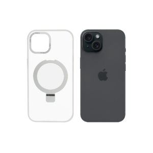 Super Matte White Magnetic Case with Kickstand for iPhone 15 Plus