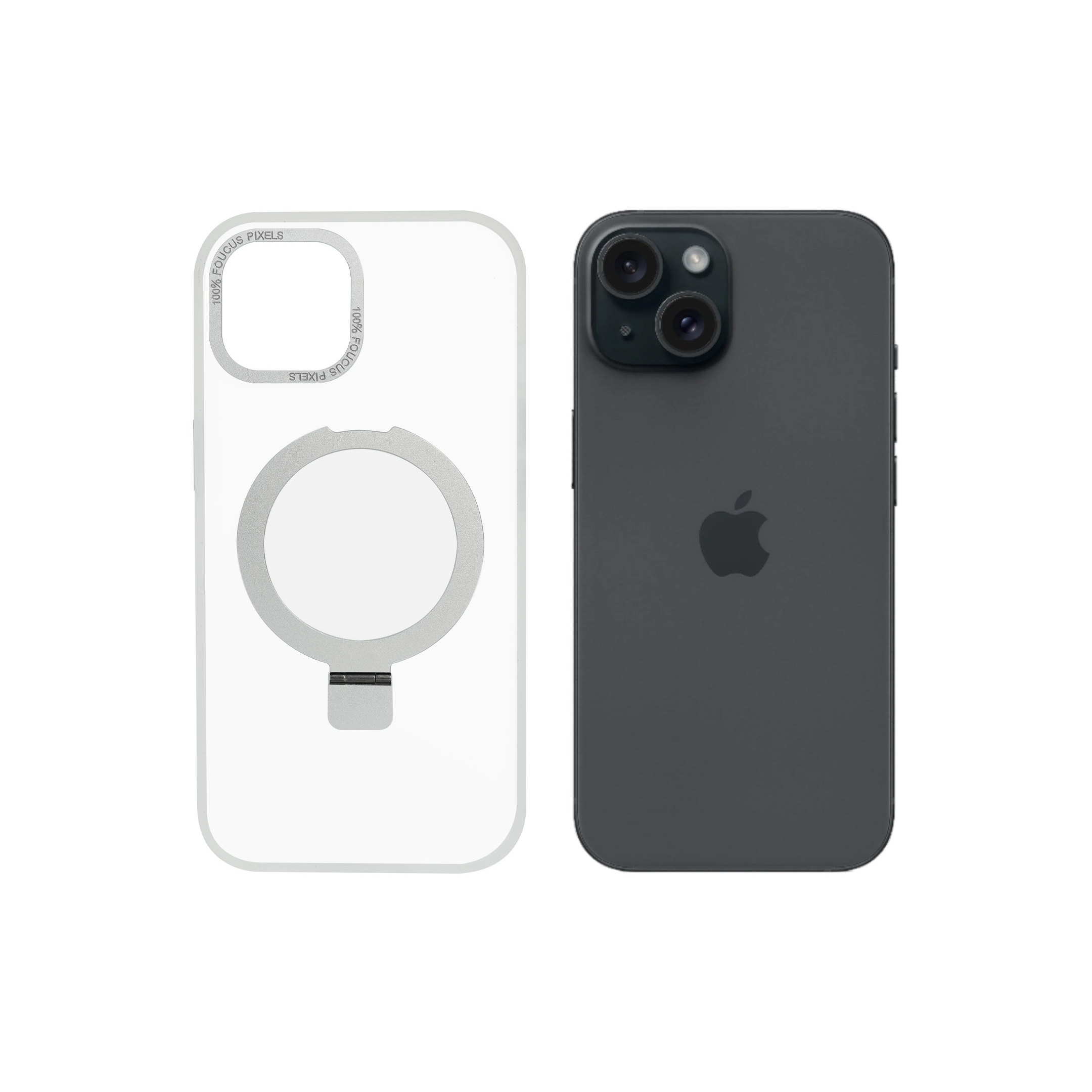 Super Matte White Magnetic Case with Kickstand for iPhone 15 Plus