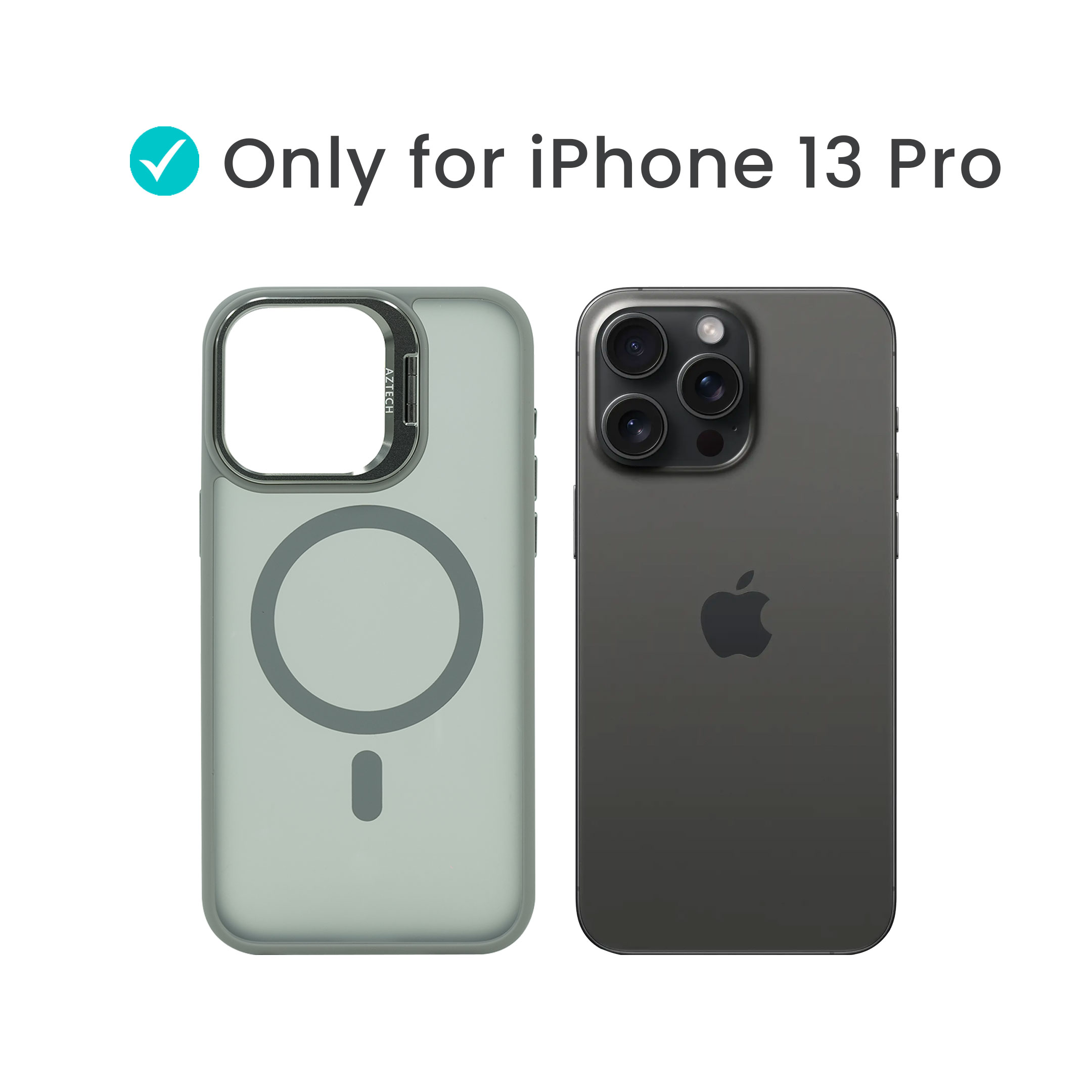 Super Shield Matte Gray Case for iPhone 13 Pro with Magnetic safe and Built-in Camera Kickstand - Image 2