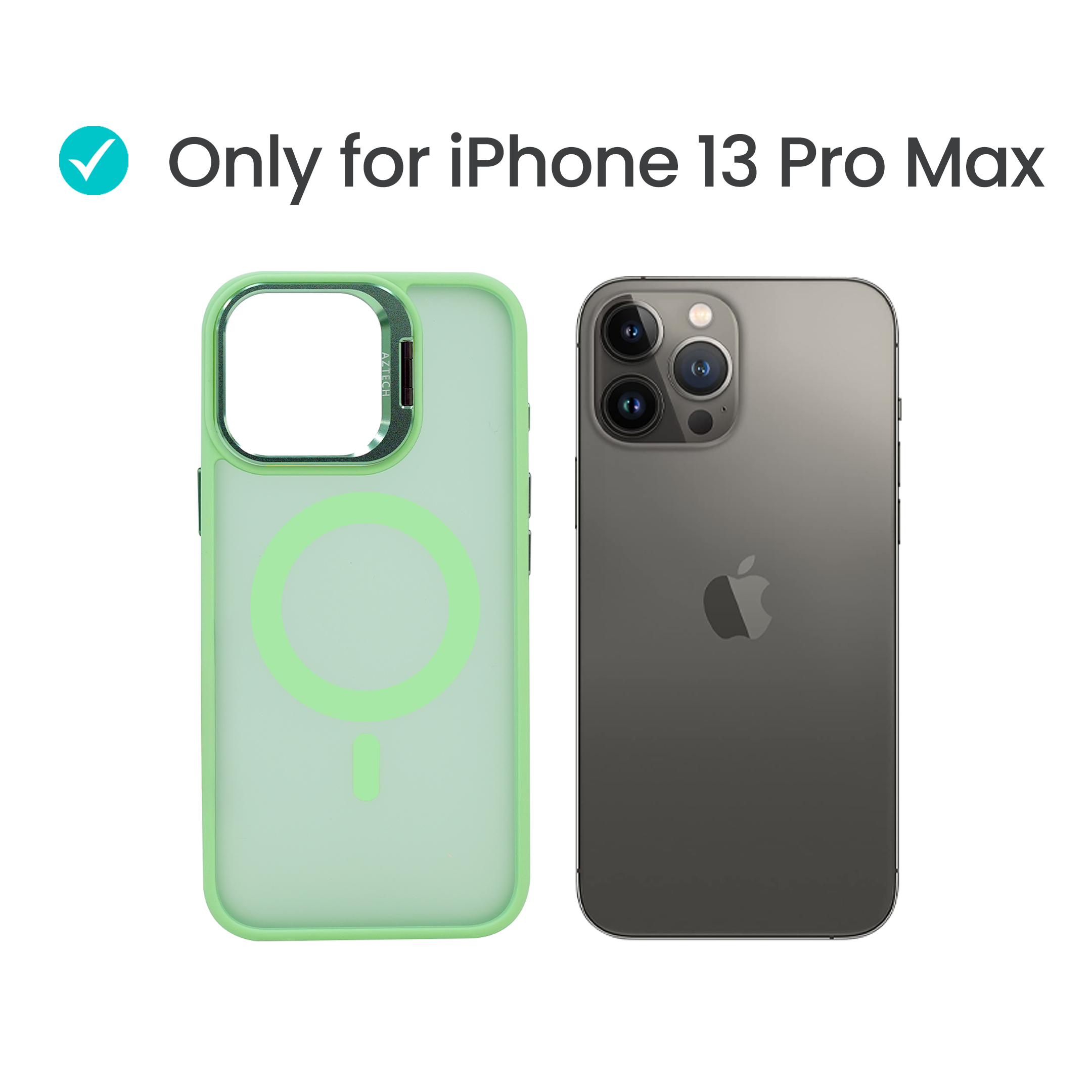 Super Shield Matte Green Case for iPhone 13 Pro Max with Magnetic safe and Built-in Camera Kickstand - Image 2