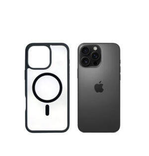 Super Shield Clear Black Case for iPhone 16 Pro Max with Magnetic Safe Charging Compatible