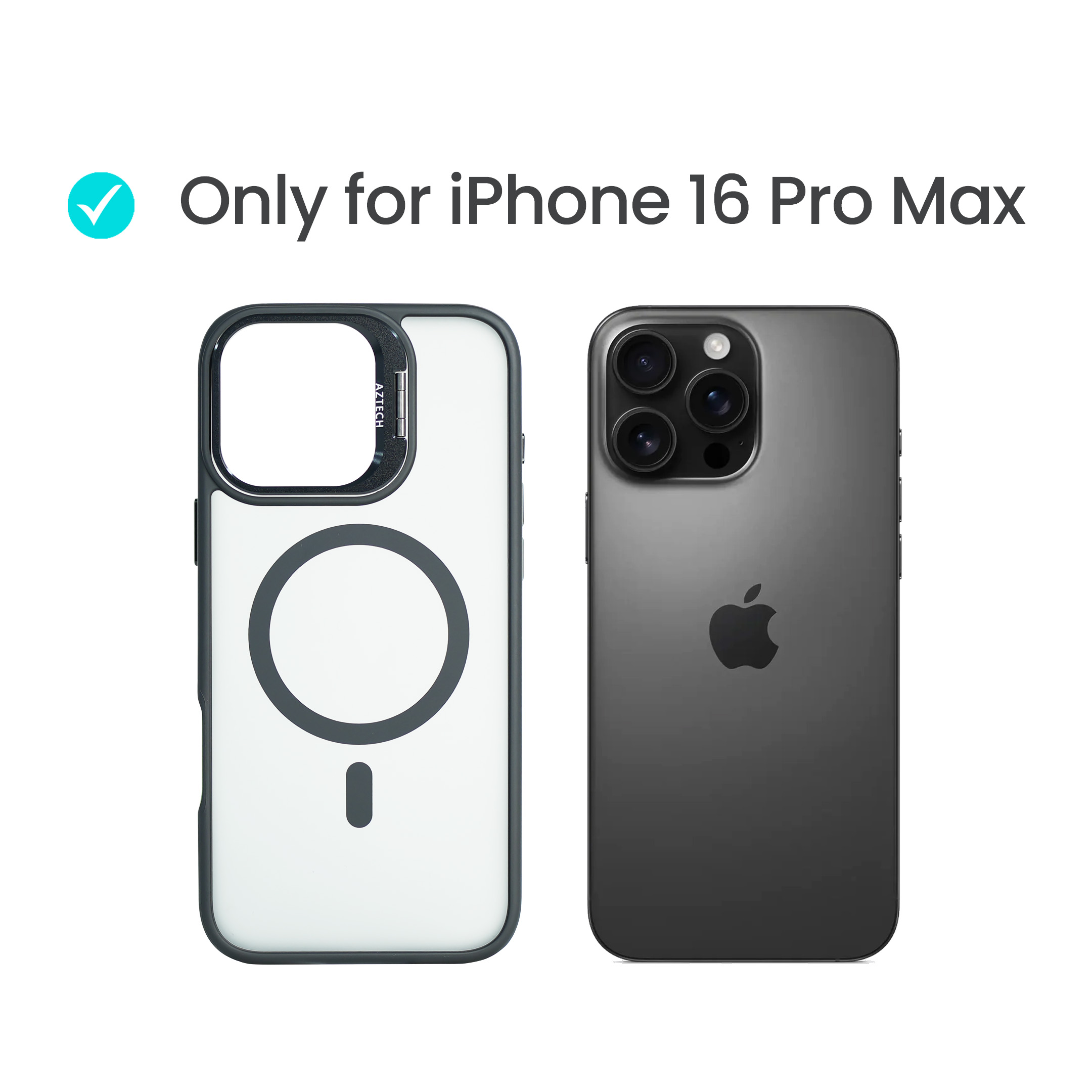 Super Shield Matte Black Case for iPhone 16 Pro Max with Magnetic safe and Built-in Camera Kickstand - Image 2