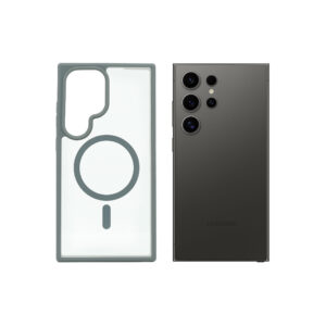 Super Shield Clear Gray Case for Galaxy S24Ultra with Magnetic Safe Charging Compatible