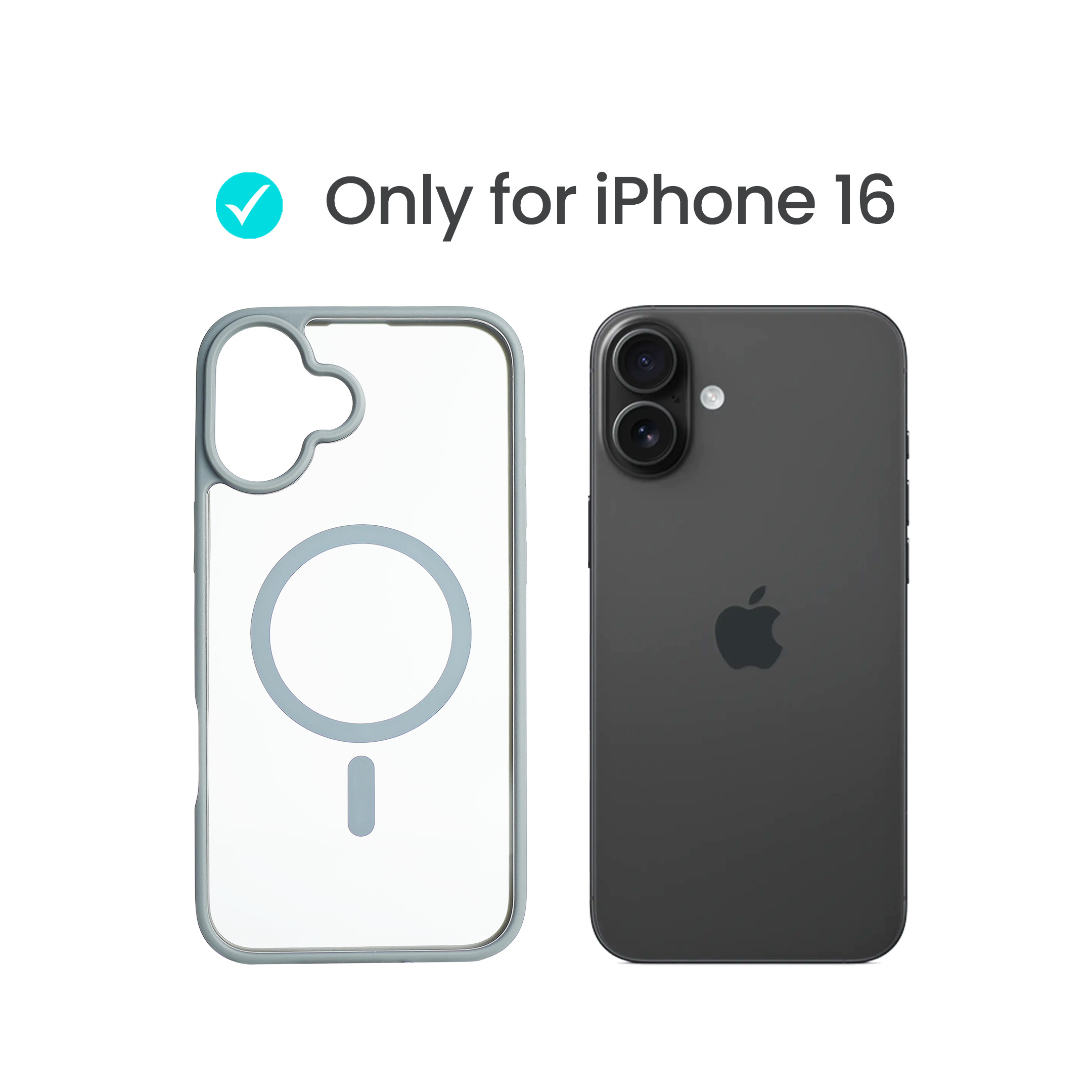 Super Shield Clear Gray Case for iPhone 16 with Magnetic Safe Charging Compatible - Image 2