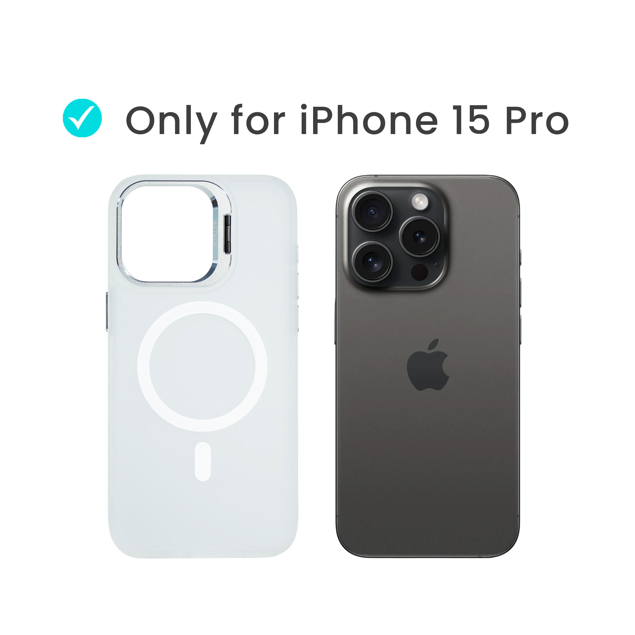 Super Shield Matte Transparent Case for iPhone 15 Pro with Magnetic safe and Built-in Camera Kickstand - Image 2