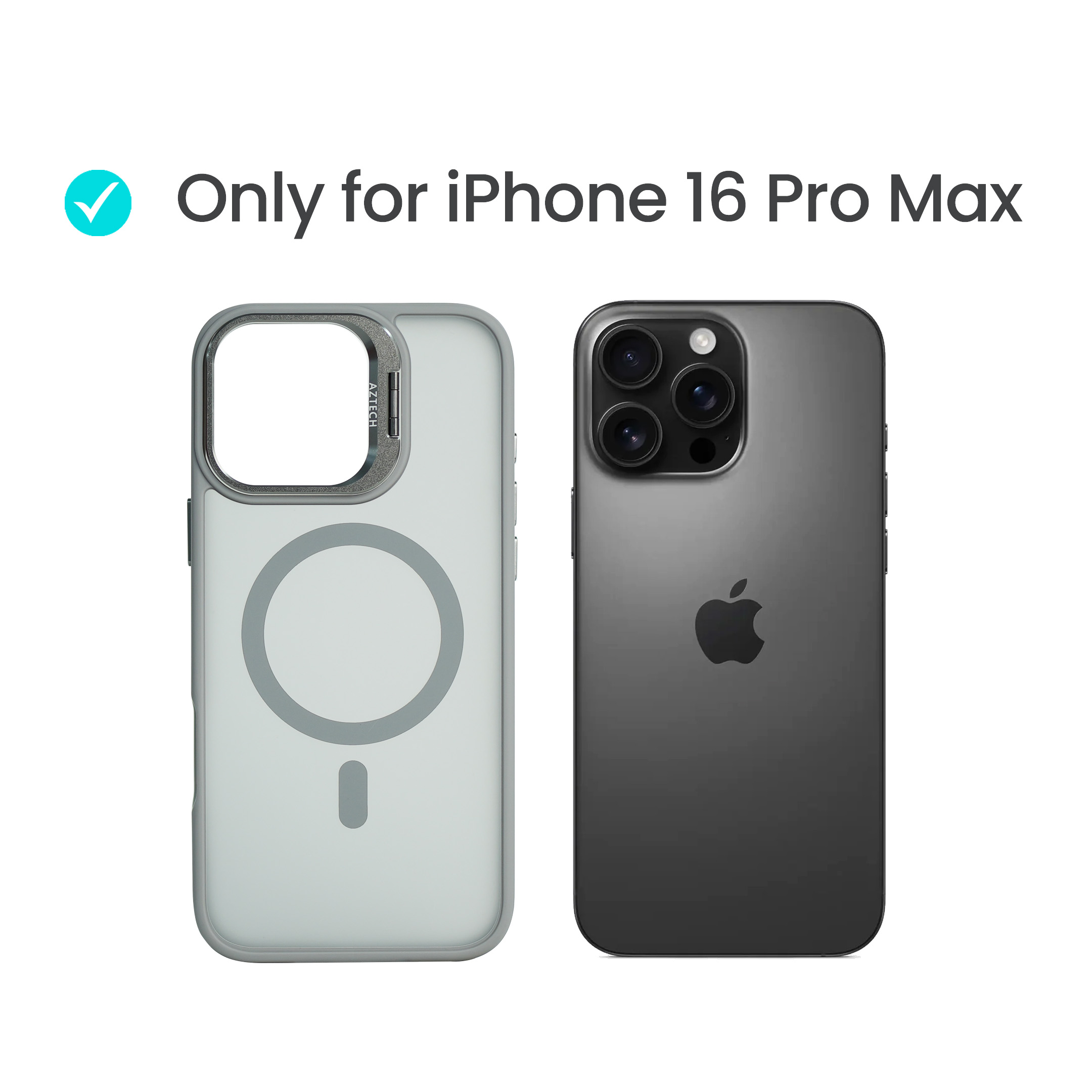 Super Shield Matte Gray Case for iPhone 16 Pro Max with Magnetic safe and Built-in Camera Kickstand - Image 2