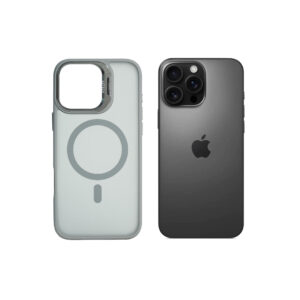Super Shield Matte Gray Case for iPhone 16 Pro Max with Magnetic safe and Built-in Camera Kickstand