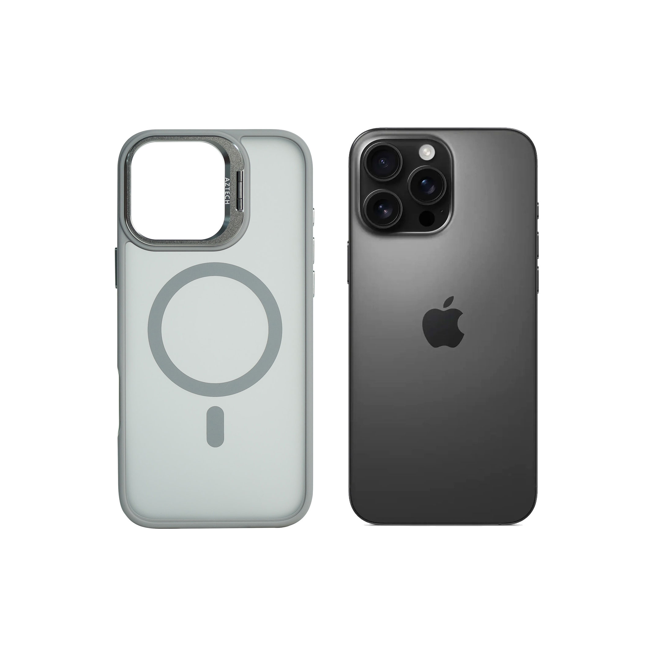 Super Shield Matte Gray Case for iPhone 16 Pro Max with Magnetic safe and Built-in Camera Kickstand