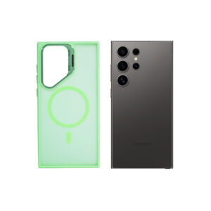 Super Shield Matte Green Case for S24 Ultra with Magnetic safe and Built-in Camera Kickstand