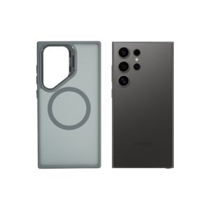 Super Shield Matte Gray Case for S23 Ultra with Magnetic safe and Built-in Camera Kickstand