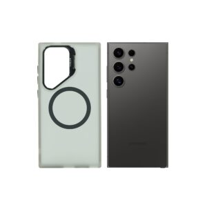 Super Shield Matte Gray Case for S24 Ultra with Magnetic safe and Built-in Camera Kickstand