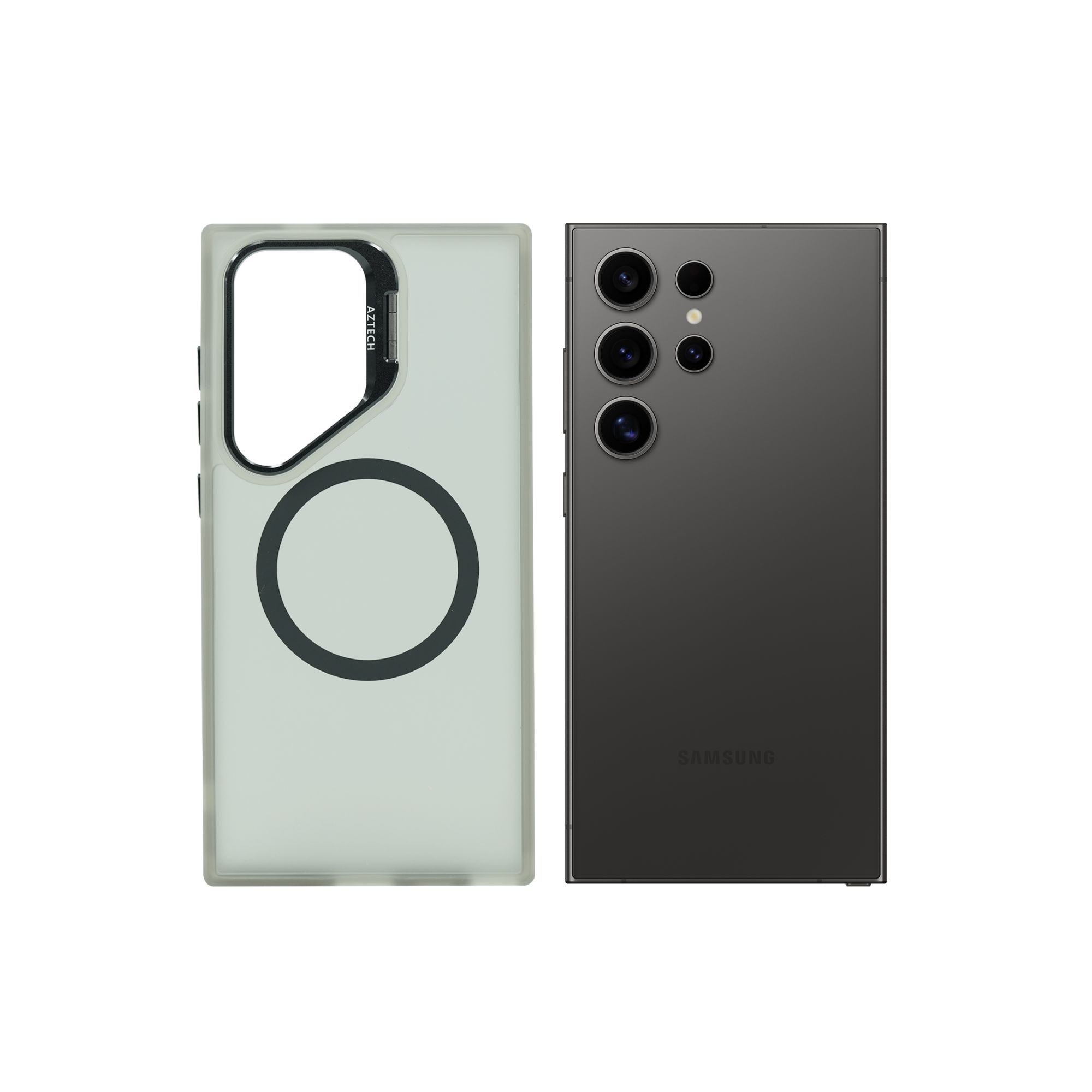 Super Shield Matte Gray Case for S24 Ultra with Magnetic safe and Built-in Camera Kickstand