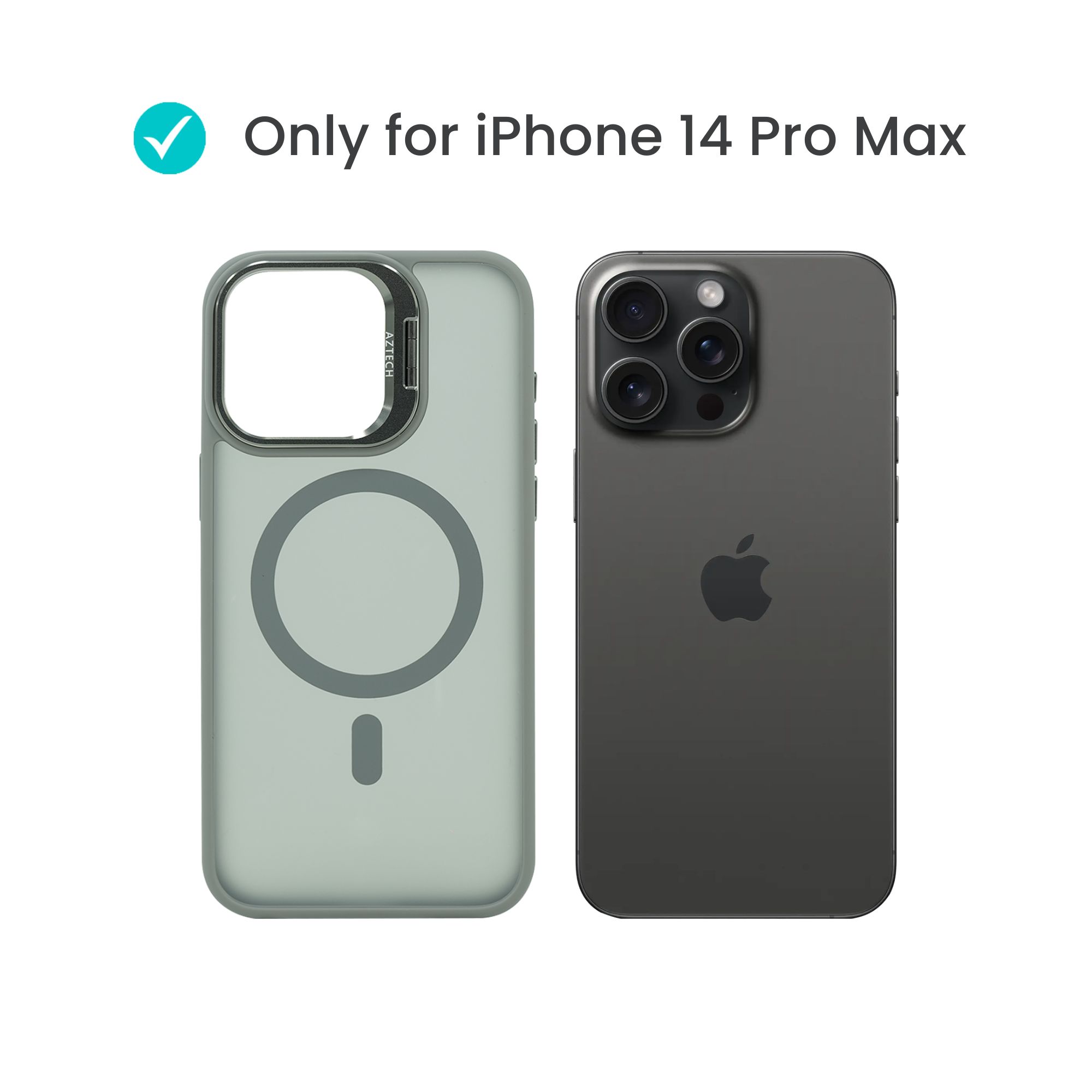 Super Shield Matte Gray Case for iPhone 14 Pro Max with Magnetic safe and Built-in Camera Kickstand - Image 2