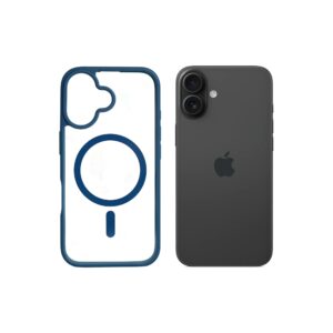 Super Shield Clear Blue Case for iPhone 16 Plus with Magnetic Safe Charging Compatible