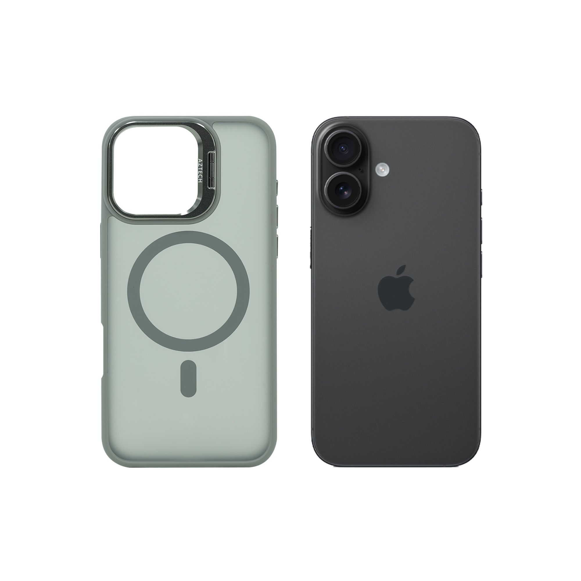 Super Shield Matte Gray Case for iPhone 16 Plus with Magnetic safe and Built-in Camera Kickstand