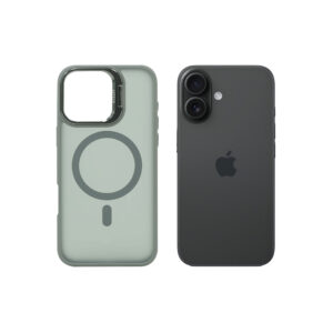 Super Shield Matte Gray Case for iPhone 16 with Magnetic safe and Built-in Camera Kickstand
