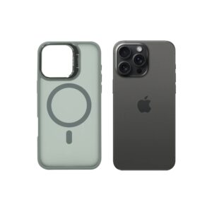 Super Shield Matte Gray Case for iPhone 16 Pro with Magnetic safe and Built-in Camera Kickstand