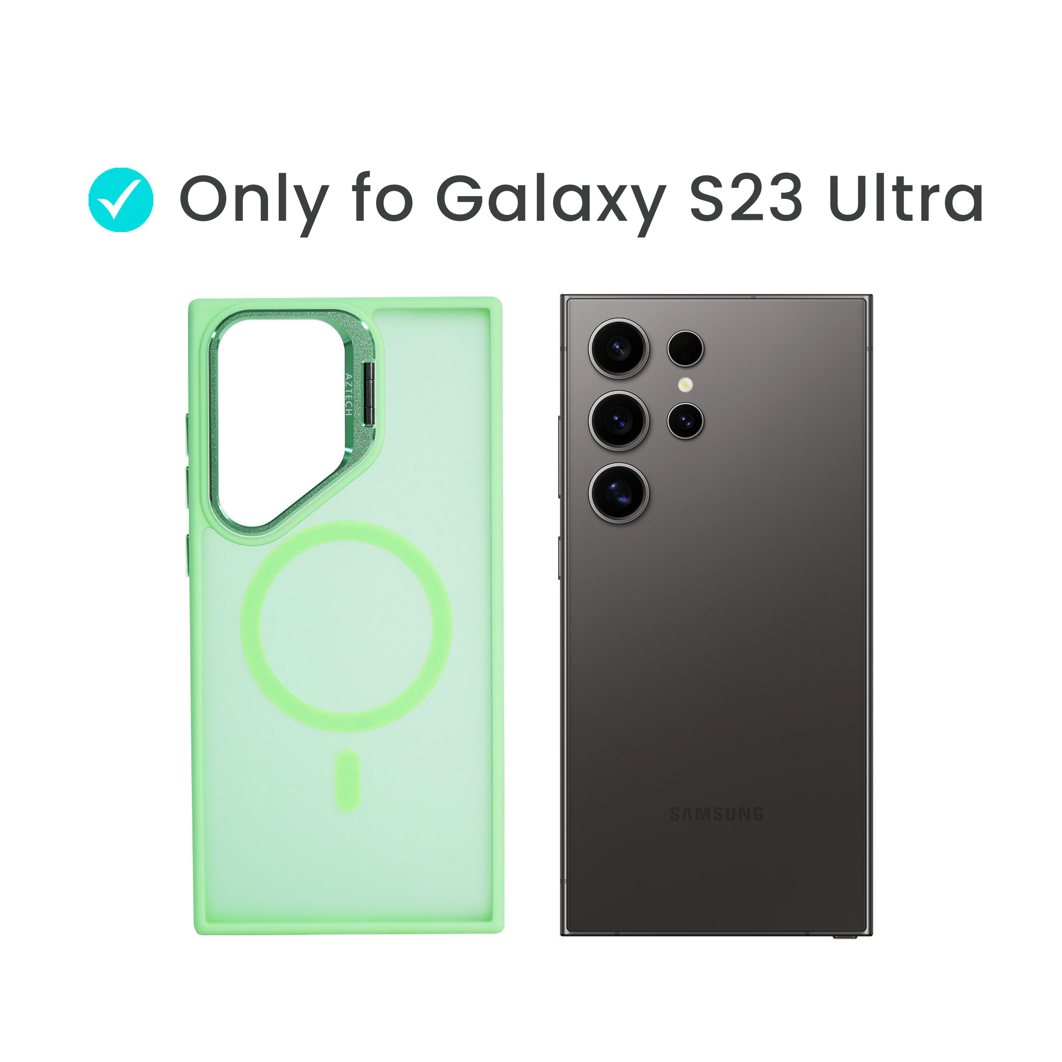 Super Shield Matte Green Case for S23 Ultra with Magnetic safe and Built-in Camera Kickstand - Image 2