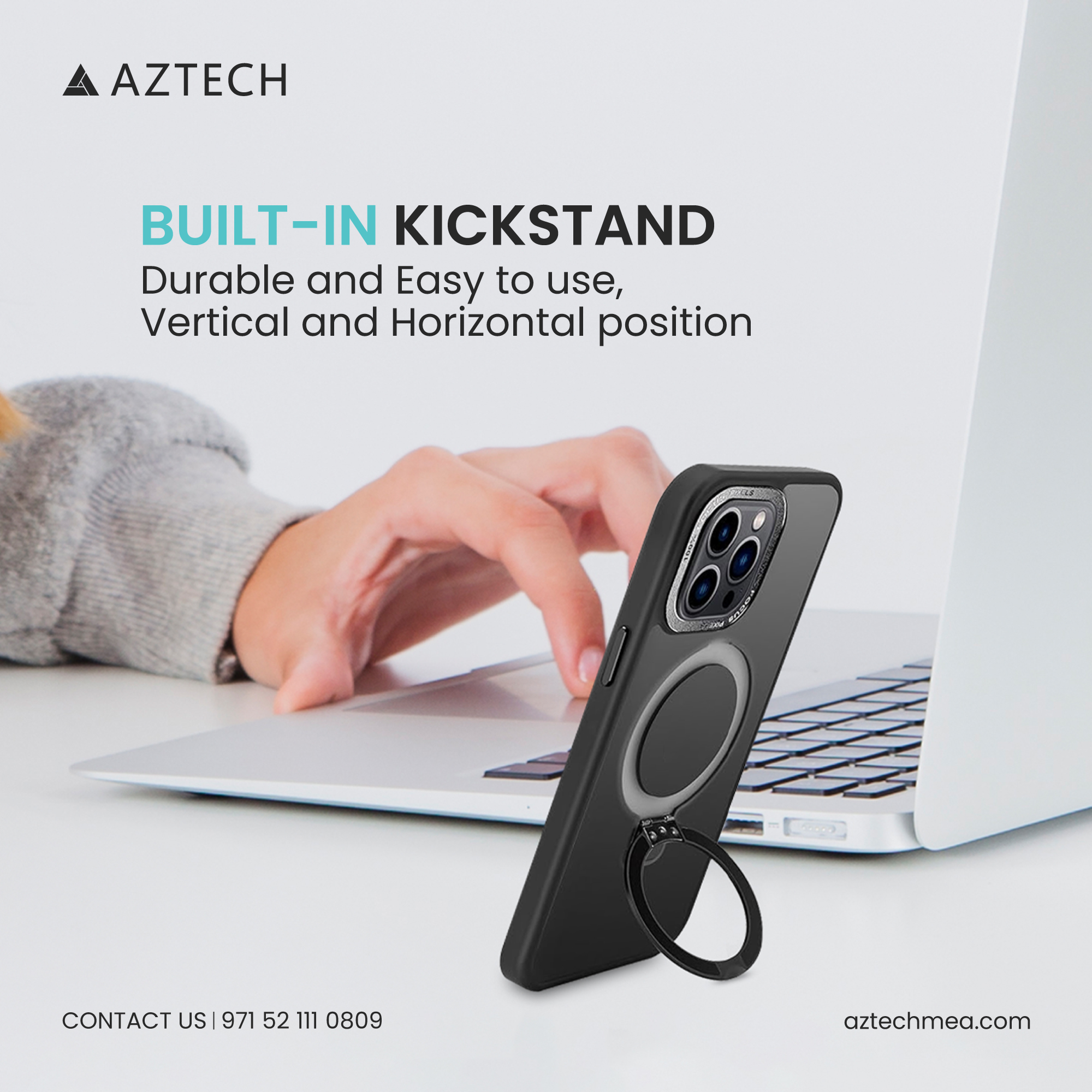 Super Matte Black Magnetic Case with Kickstand for iPhone 16 Pro - Image 4