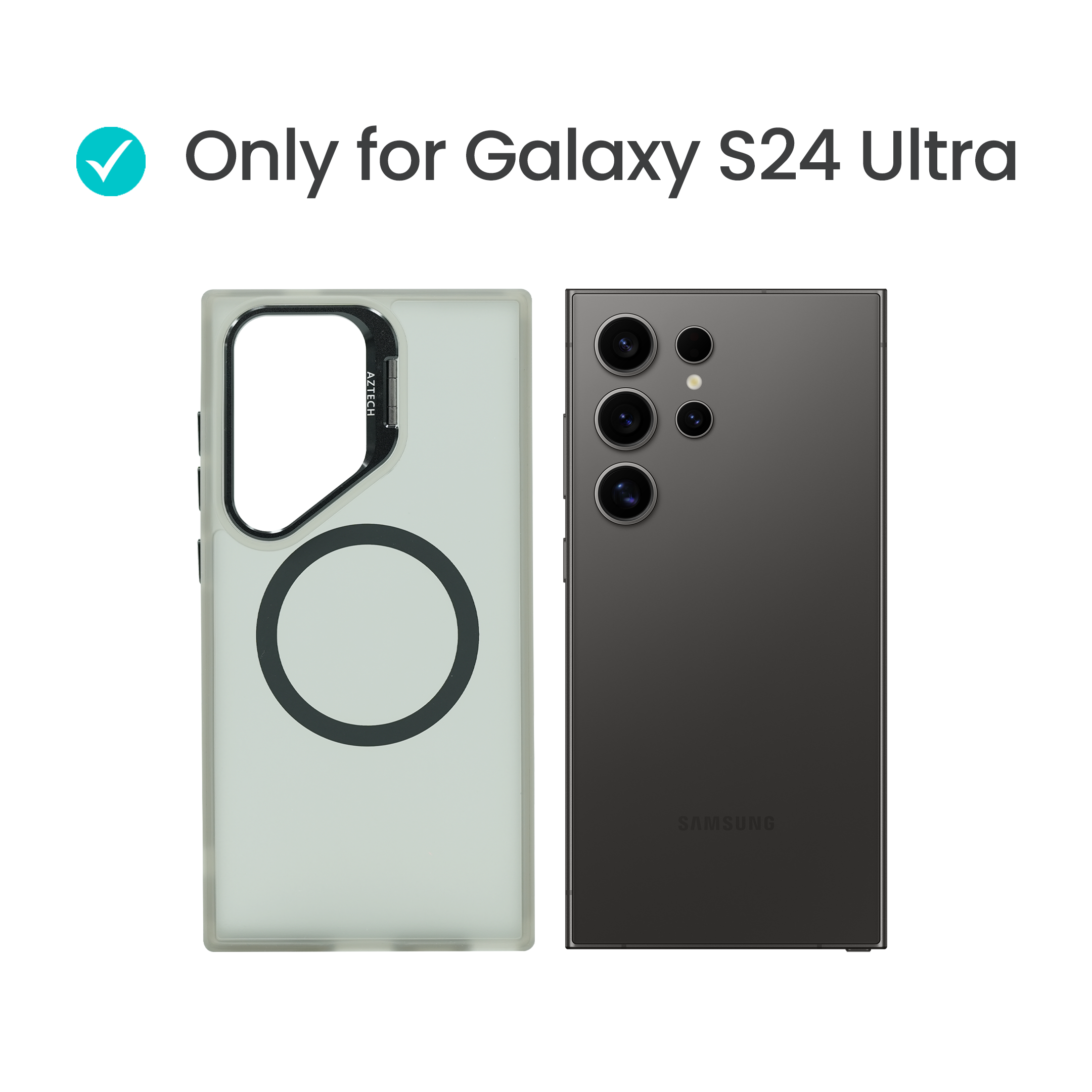 Super Shield Matte GrayBlack Case for S24 Ultra with Magnetic safe and Built-in Camera Kickstand - Image 2